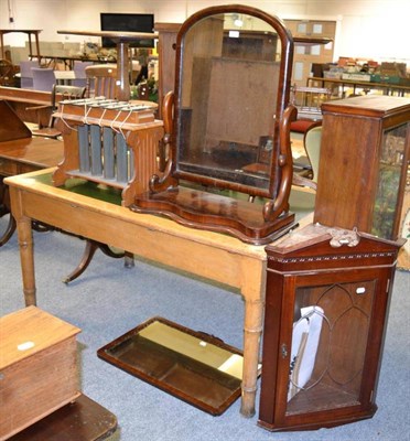 Lot 1030 - Victorian mahogany table mirror, 1920's wall mirror, reproduction corner cupboard and a...