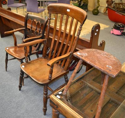 Lot 1035 - A 19th century stool and two armchairs