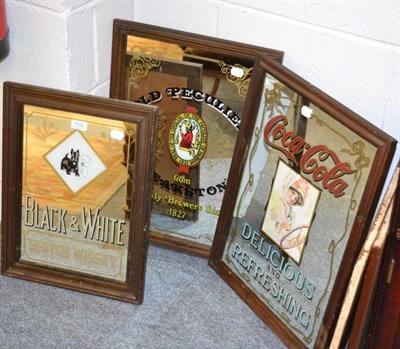 Lot 1039 - Three pub advertising mirrors ";Coca-Cola";, ";Black and White"; and ";Old Peculiar"