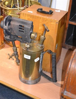 Lot 1046 - Furnace lighter and a military microscope