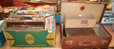 Lot 1064 - A quantity of coins, pocket watch, eye glasses, books, artist box, suitcases etc