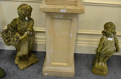 Lot 1078 - Two stone composition figural garden statues