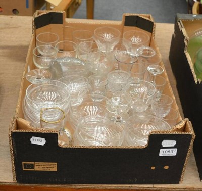 Lot 1089 - Glass ware including cranberry lustre, rummers etc (in two boxes)