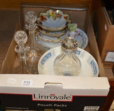 Lot 1112 - Coalport Revelry pattern footed bowl, Limoges floral dish, decanters, Beyer & Boch dishes etc