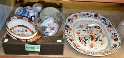 Lot 1118 - Large Mason's platter, box of ceramics and glass