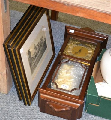 Lot 1122 - Metamec wall clock and four framed prints of Whitby