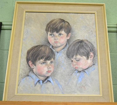 Lot 1174 - Wyatt (20th/21st century) Three head studies of a young boy, signed and dated (19)71, oil on canvas