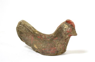Lot 23 - An unusual Chinese Han Dynasty model of a chicken, circa 200BC-200AD, traces of polychrome and...