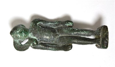 Lot 27 - An Egyptian bronze model of the child Horus Harpocrates circa 600-300BC, Late Period, with...