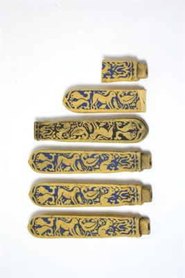 Lot 58 - Five Indo Persian handles, circa 18th/19th century, with stained animalistic decoration, each...
