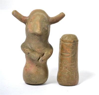 Lot 105 - A Pre Columbian terracotta fertility effigy, Mexico, circa 15th-16th century, of stylised...