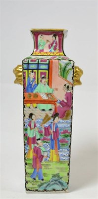 Lot 126 - A Cantonese vase of tapering square form, 23cm high