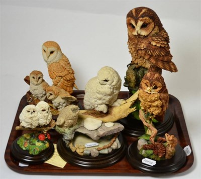 Lot 130 - Five Country Artists ceramic figures of owls; Shadows in the Barn, Tawny Owl with Honeysuckle,...