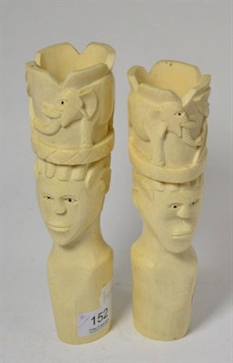 Lot 152 - A pair of 1920's African carved tribal busts