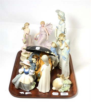 Lot 155 - Two Wedgwood figures and eight various Lladro and Nao figures