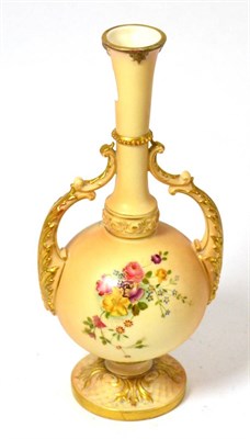 Lot 172 - A Royal Worcester Blush Ivory twin handled vase, numbered 2083, 26cm high
