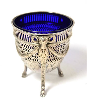 Lot 174 - A silver sugar bowl with blue glass liner, hallmarked Sheffield 1783/84