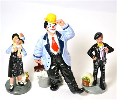 Lot 175 - Three Doulton china figures Pearly Girl, boy and Slapdash