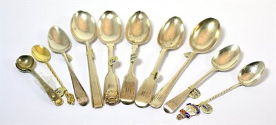 Lot 230 - Nine various silver spoons and a pair of plated salt spoons (11)