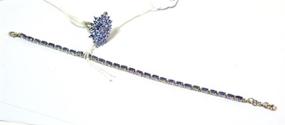 Lot 237 - A tanzanite cluster ring and a tanzanite bracelet