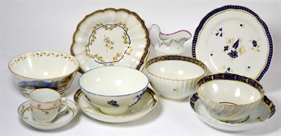 Lot 276 - A group of English ceramics including Worcester desert dish, plate and bowl; Newhall cream jug, cup