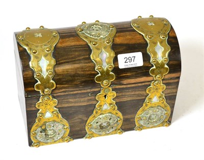 Lot 297 - Victorian coromandel stationary box with brass and mother-of-pearl fittings