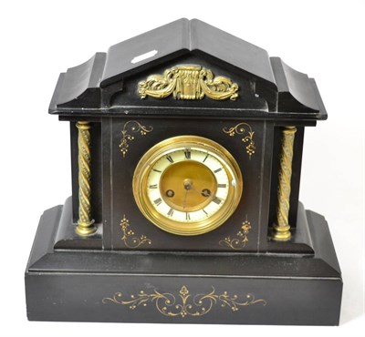 Lot 304 - A late 19th century slate mantel clock with French cylinder movement, dial signed 'Dent, Kendal'