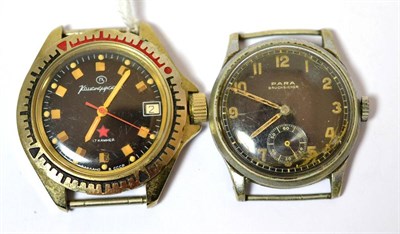 Lot 315 - A WWII German Para watch with subsidiary dial (a.f.) and another gents wristwatch (a.f.)