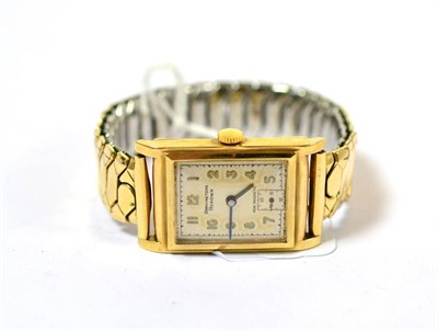 Lot 355 - A 9ct gold wristwatch, signed Bravingtons