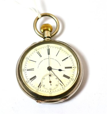 Lot 356 - A single push chronograph pocket watch, signed T R Russell's, case stamped sterling silver...