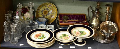 Lot 377 - A group including silver plate, 19th century part dessert service, floral encrusted...