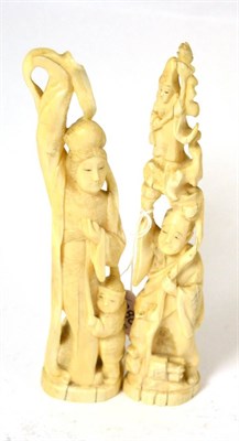 Lot 388 - A pair of Japanese Meiji period ivory okimonos carved as a lady and a gentleman (2)