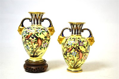 Lot 389 - A pair of Crown Derby vases