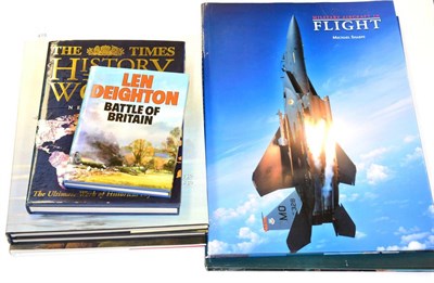 Lot 418 - A small collection of large format books including Military Aircraft, Fighting ships, history...