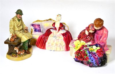 Lot 426 - Three Royal Doulton figure groups including, Lunchtime HN2485, Flower Sellers Children HN1342...