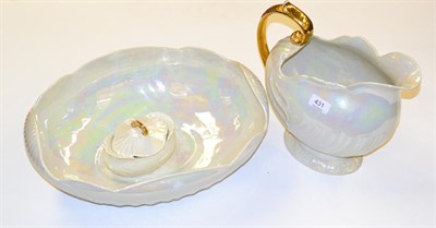 Lot 431 - A Shelly lustreware wash jug and bowl together with matching soap dish, possibly Wileman & Co