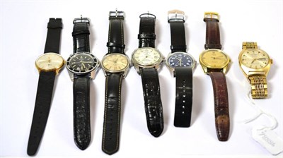 Lot 452 - An Omega plated electronic wristwatch and six other gents wristwatches (7)