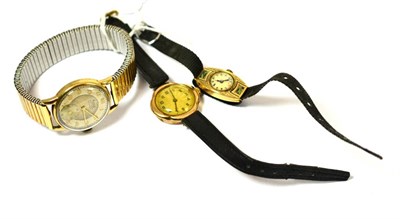 Lot 464 - A lady's 18ct gold wristwatch, a 9ct gold lady's Rolex wristwatch and a 9ct gold gents wristwatch