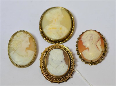 Lot 476 - A group of four Victorian shell cameo brooches