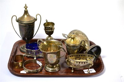 Lot 491 - A group of five silver trophies together with a silver bangle, napkin ring, etc