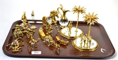 Lot 492 - A collection of modern gilt metal and cut glass animal figures, ornaments, etc