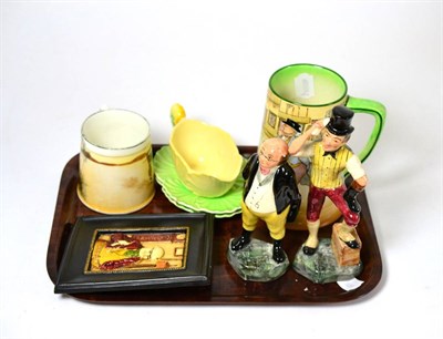 Lot 507 - A group of ceramics including a Royal Doulton ";Mr Pickwick"; tankard, Royal Doulton series...