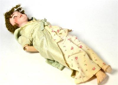 Lot 511 - Limoges Cherie bisque socket head doll, with sleeping blue eyes, original curly wig, open...