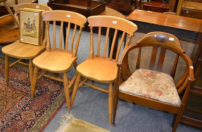 Lot 1026 - Four modern pine kitchen chairs