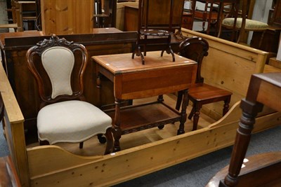 Lot 1039 - Two 19th century chairs, a folding cake stand and a 1920s oak drop leaf table (4)