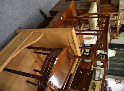 Lot 1041 - Sofa table, toilet mirror, occasional table, satinwood bedroom chair and side table (5)