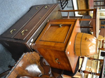 Lot 1057 - A Victorian mahogany hinged commode, two height chest, Edwardian oval two tier occasional table and