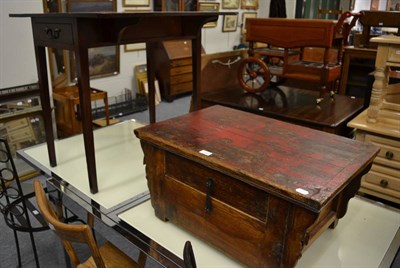 Lot 1058 - A George III mahogany Pembroke table, together with a Chinese style low coffee table