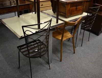 Lot 1060 - Two metal garden chairs together with a ropework chair, a bureau, a toilet mirror, a pair of...