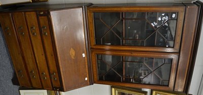 Lot 1070 - An Edwardian mahogany and satinwood banded bureau bookcase